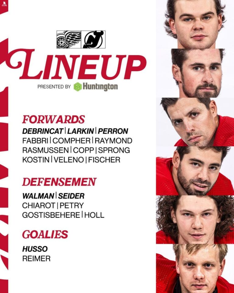 Detroit Red Wings Opening Night Line Combos