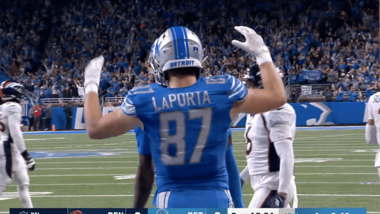 Sam LaPorta goes BEAST MODE Sam LaPorta breaks NFL Record
